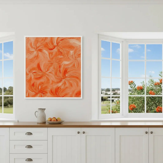 The Grand Grevillea orange abstract native flower painting print