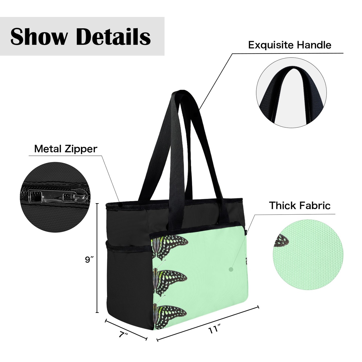 Green Triangle Beach Tote Bag -Large