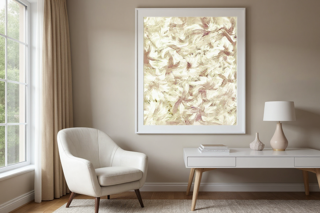 Australian abstract native flower plant artwork white frame
