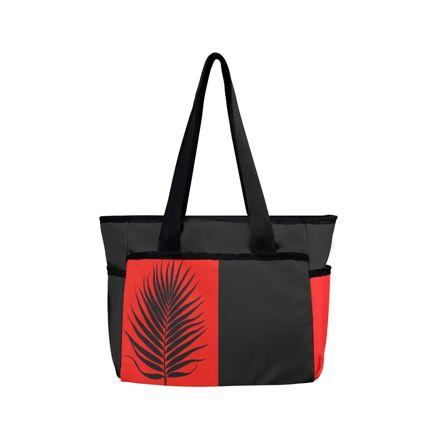 red black palm tote Custom Beach Tote Bag-Large
