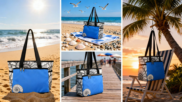 Ancient Blue Beach Tote Bag -Large