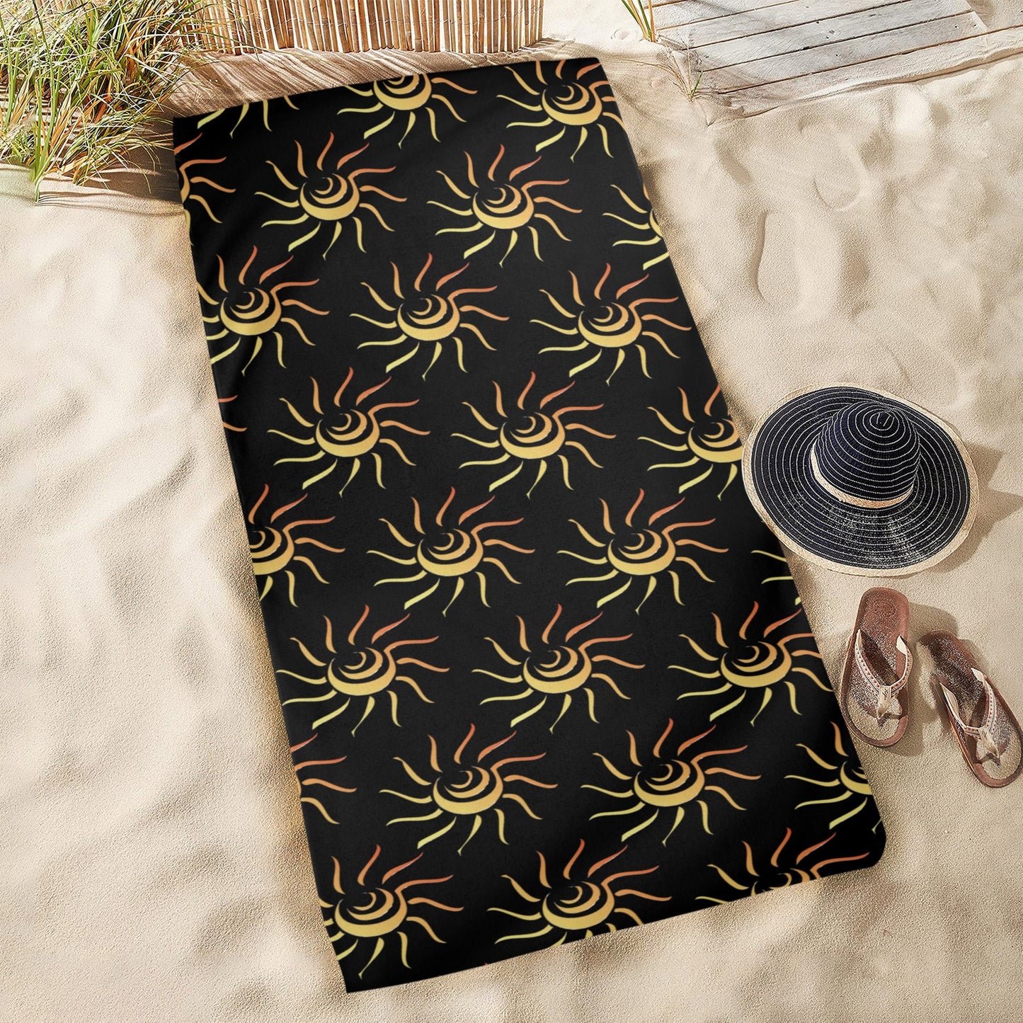 black beach towel summer sun design fast dry easy care