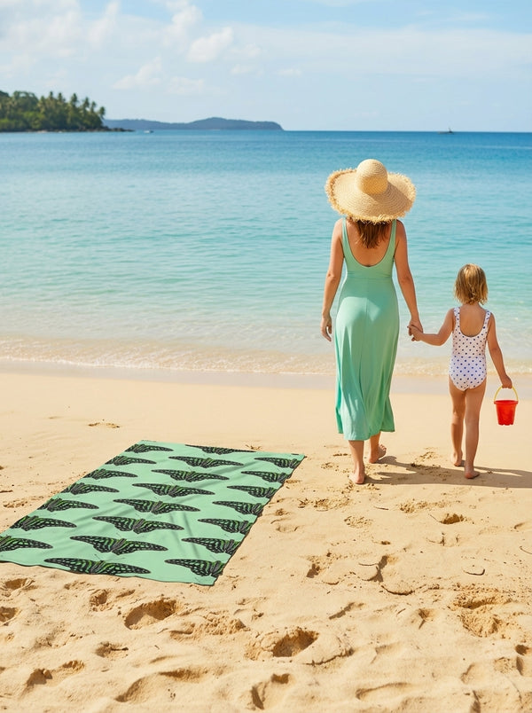 Green Triangle Butterfly Beach  Towel