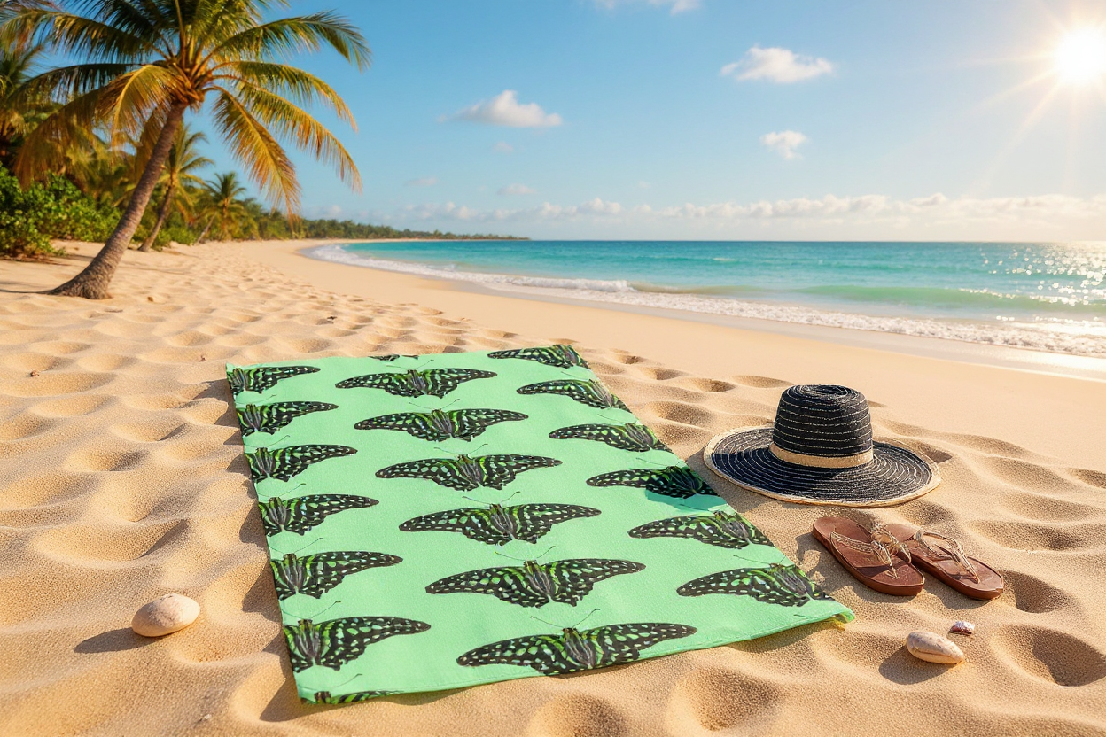 Green Triangle Butterfly Beach  Towel