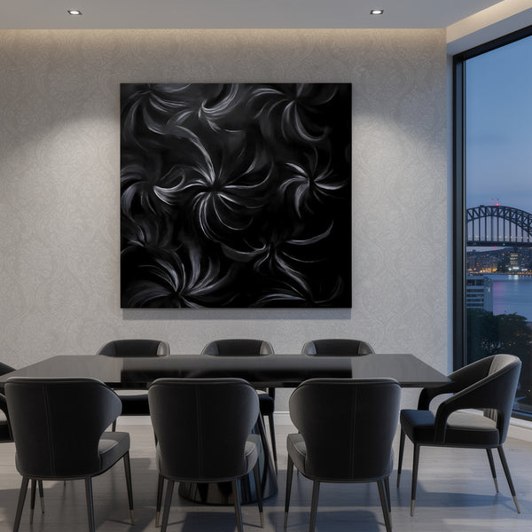 midnight beauty Australian black orchid print black white abstract 