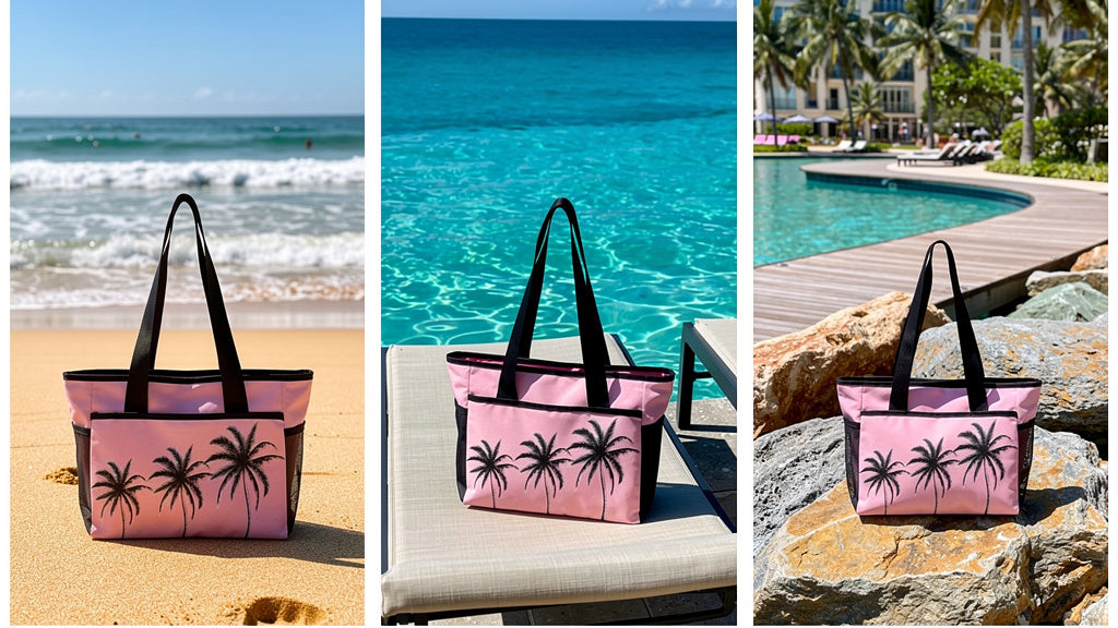  pink palm beach tote bag