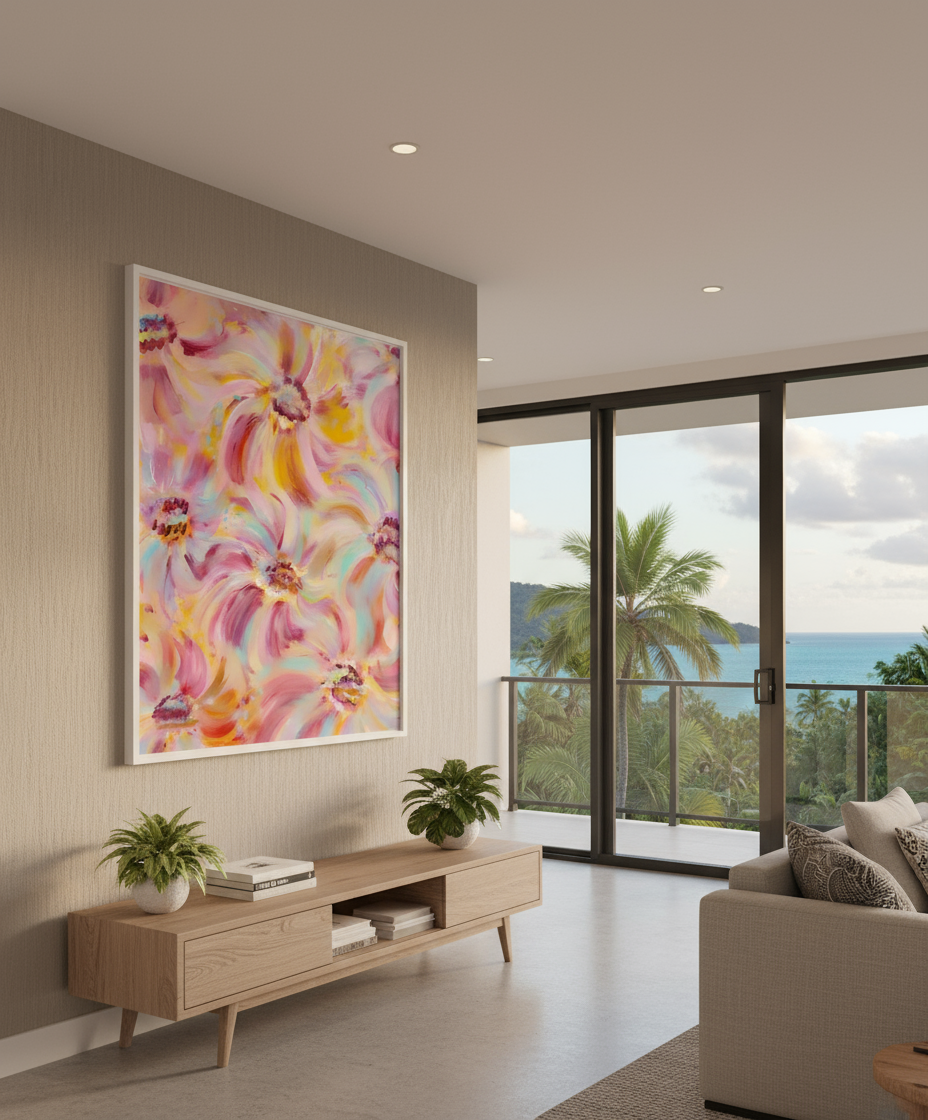 hiiscus abstract australian native flora floral flower art painting print