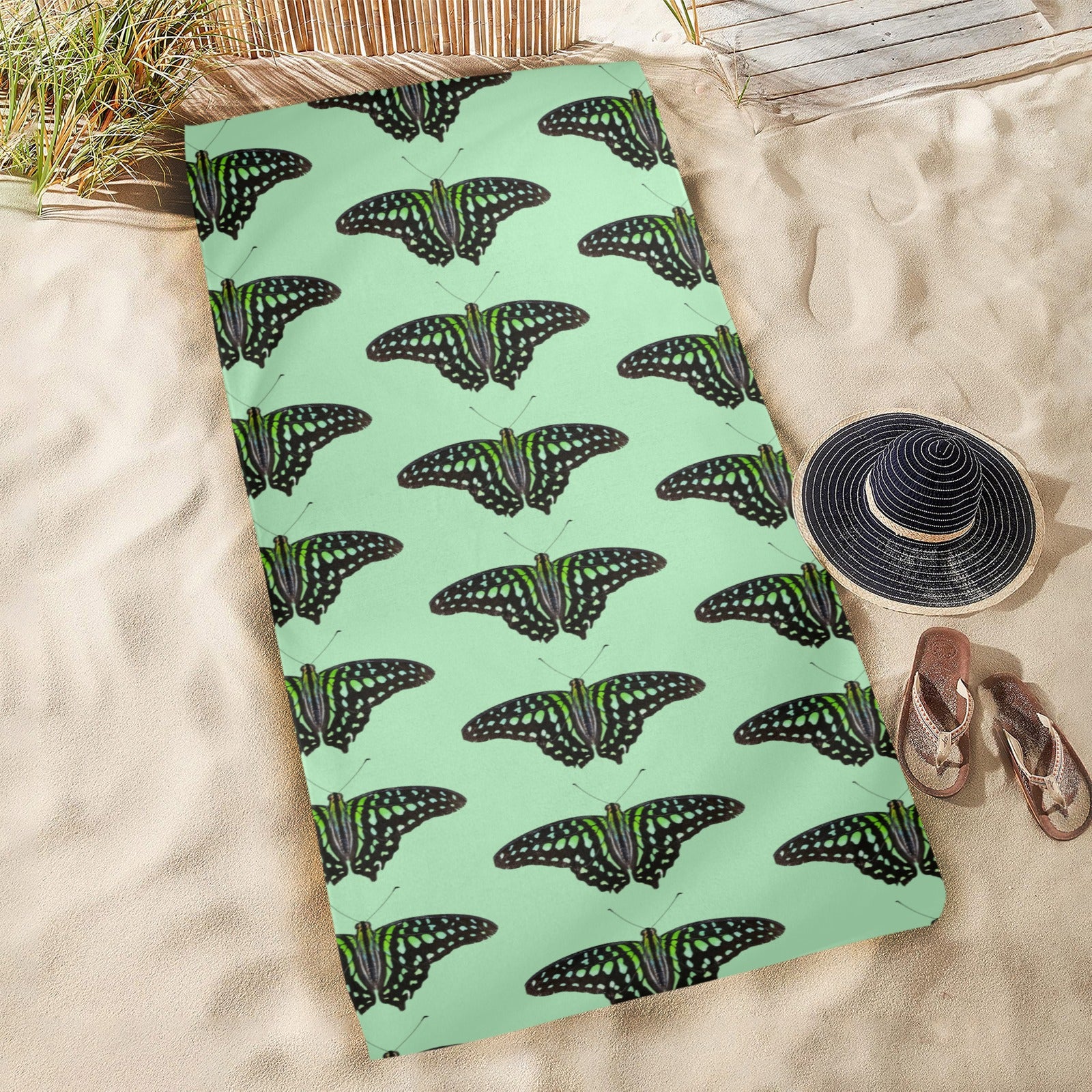 green triangle butterfly beach towel large size fast dry