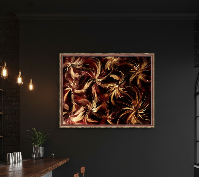 abstract red gold black abstract gold frame of waratah